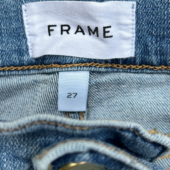 FRAME Le Sylvie High Waist Raw Hem Crop Jeans Overturn Wash Waist 27 - Picture 3 of 12